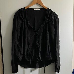 Elegant Black Blouse with V-Neck silk